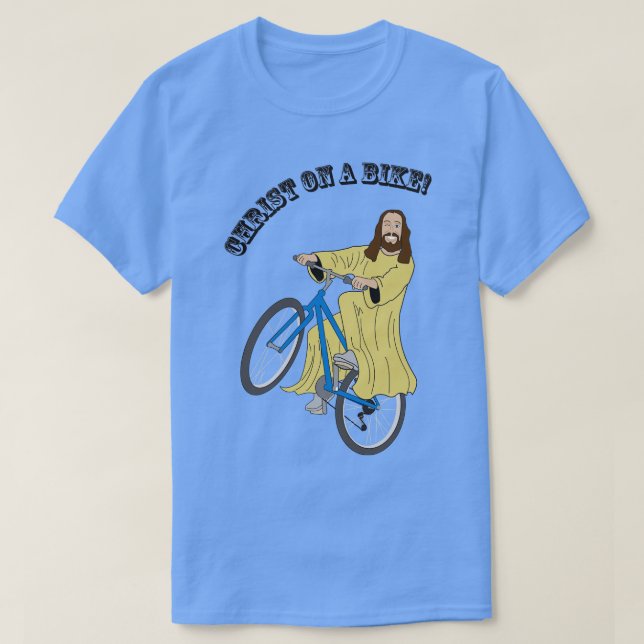 Christ auf dem Fahrrad T-Shirt (Design vorne)