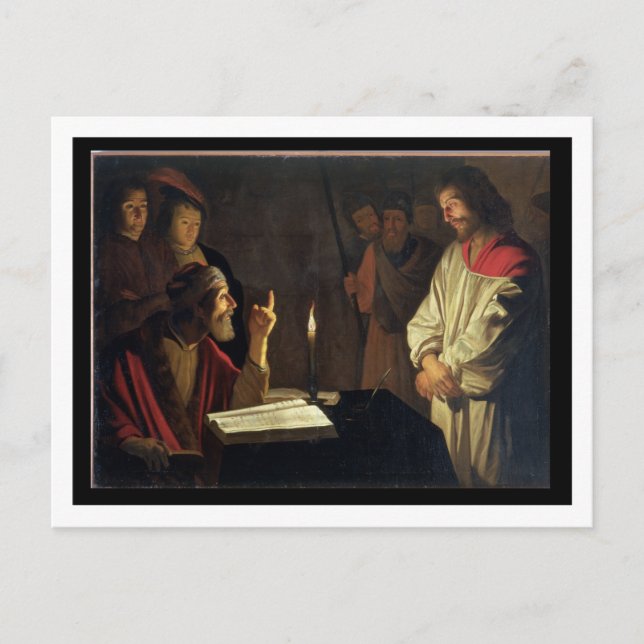 Christ Before Caiaphas (Öl auf Leinwand) Postkarte (Vorderseite)