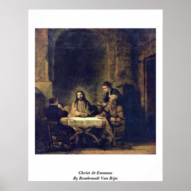 Christ bei Emmaus by Rembrandt Van Rijn Poster (Vorne)