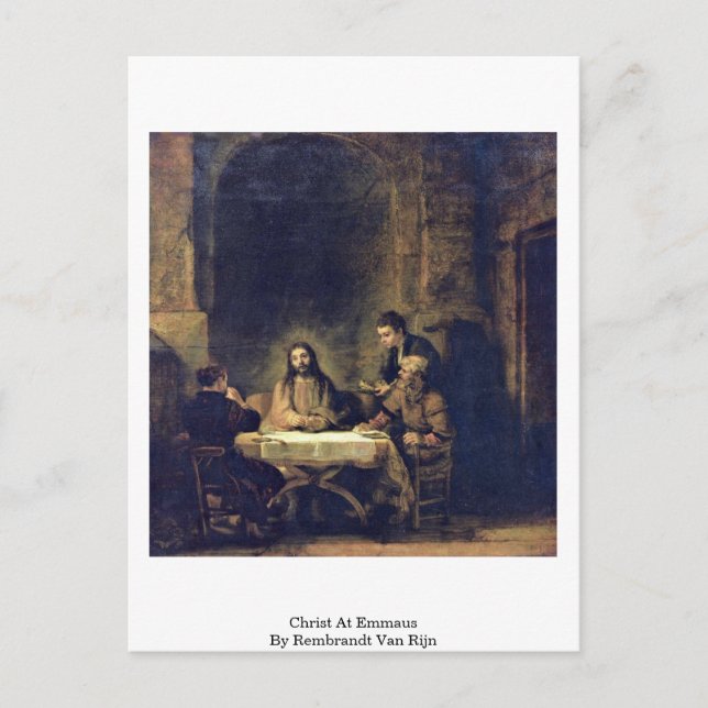 Christ bei Emmaus by Rembrandt Van Rijn Postkarte (Vorderseite)