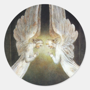 Christ Bewacht von Angels von William Blake Runder Aufkleber