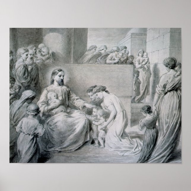 Christ Blessing Little Children Poster (Vorne)