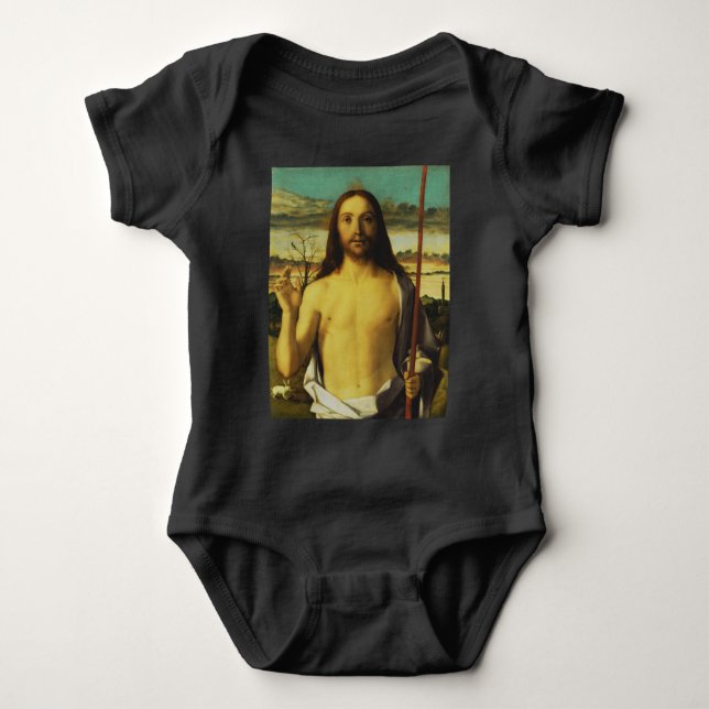 Christ Blessing von Giovanni Bellini Baby Strampler (Vorderseite)