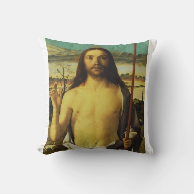Christ Blessing von Giovanni Bellini Kissen (Vorderseite)
