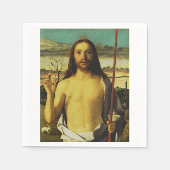 Christ Blessing von Giovanni Bellini Serviette (Vorderseite)