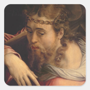 Christ Carry the Cross, 1540-45 (Öl auf Tafel) Quadratischer Aufkleber