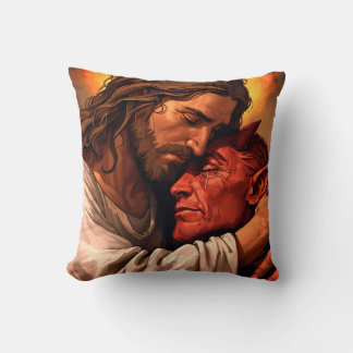 Christ Comforting Lucifer Throw Kissen