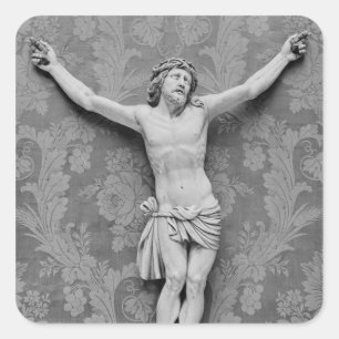 Christ Crucified, von Michelangelo Buonarroti Quadratischer Aufkleber