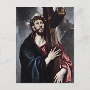 Christ, der das Kreuz von El Greco Postcard führt Postkarte