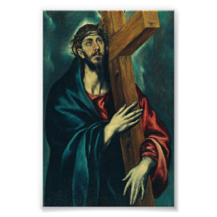 Christ, der das Kreuz von El Greco trägt Fotodruck