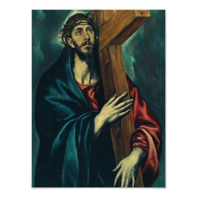 Christ, der das Kreuz von El Greco trägt Fotodruck (Vorne)