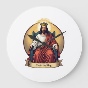 Christ der König Vintage Gravur Christliches T-Shi Große Wanduhr