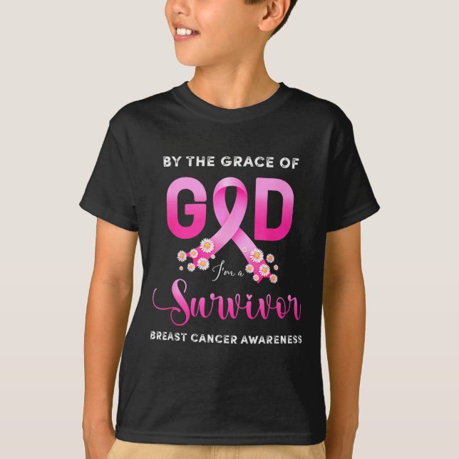 Christ durch die Gnade Gottes Brustkrebsüberlebend T-Shirt (Vorderseite)