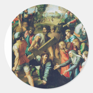 Christ Falling on the way to Calvary Runder Aufkleber
