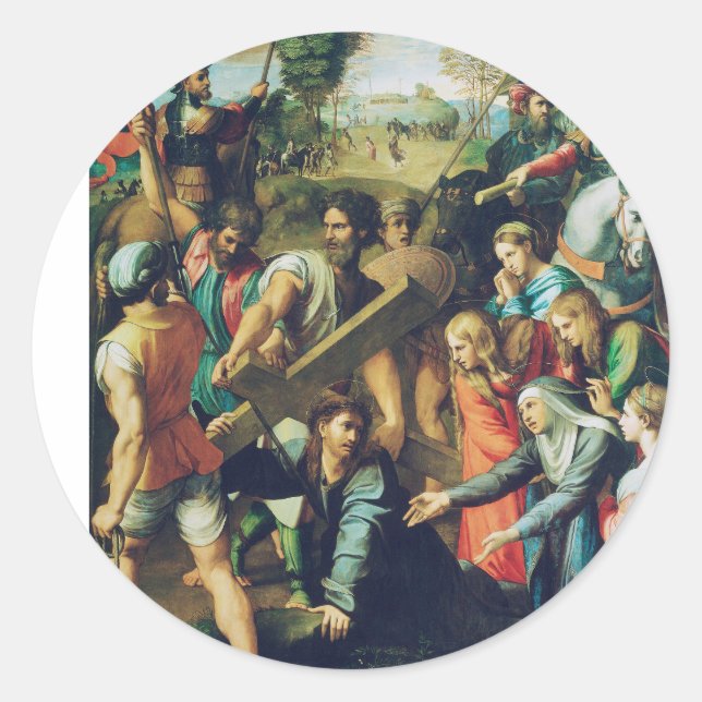 Christ Falling on the way to Calvary Runder Aufkleber (Vorderseite)