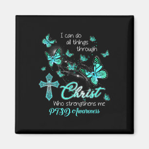 Christ God Cross stärken mich Schmetterling Aquama Magnet