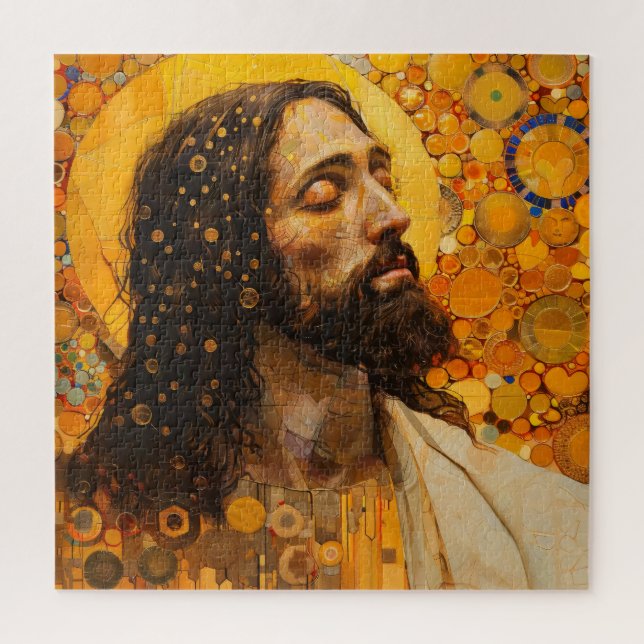Christ Golden Abstract Art Puzzle (Vertikal)