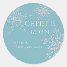 Christ ist Geboren Blue White Snowflake Weihnachts