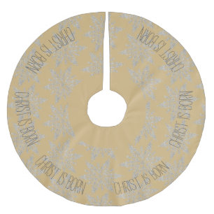 Christ ist Geboren Gold und Silberbaumrock Polyester Weihnachtsbaumdecke