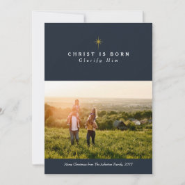 Christ ist geborene Weihnachtsfotokarte Feiertagskarte