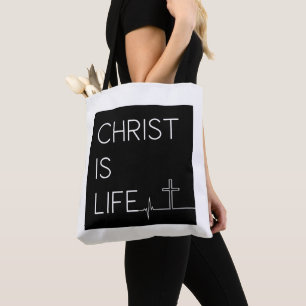 Christ ist Life Heartbeat Line und Cross
