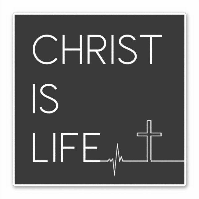 Christ ist Life Heartbeat Line und Cross Aufkleber (Vorderseite)