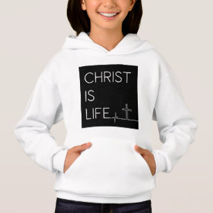 Christ ist Life Heartbeat Line und Cross Girl's Hoodie