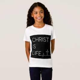 Christ ist Life Heartbeat Line und Cross Girl's T-Shirt
