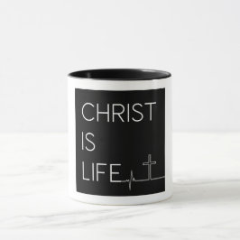 Christ ist Life Heartbeat Line und Cross Tasse