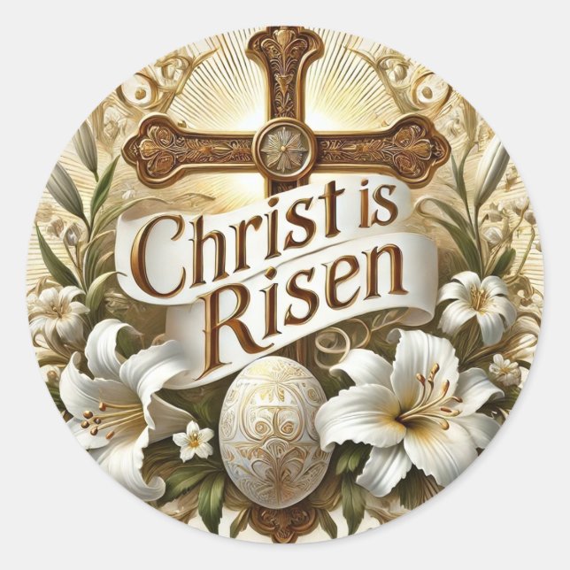 CHRIST IST RISEN EASTER FLORAL RUNDER AUFKLEBER (Vorderseite)