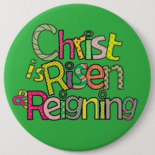 Christ ist Risen Eng I 6x6 w/Easel Back Button