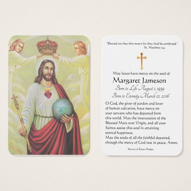 Christ King Katholic Funeral Memorial Holcard - (Vorne & Hinten)