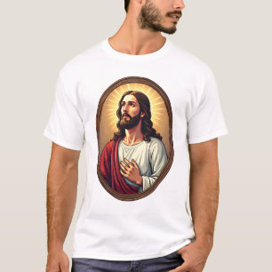 Christ Light Crest Vintage Gravur Weißes T-Shirt 2