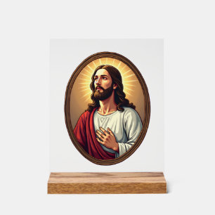 Christ Light Crest Vintage Gravur Weißes T-Shirt 2 Acrylschild