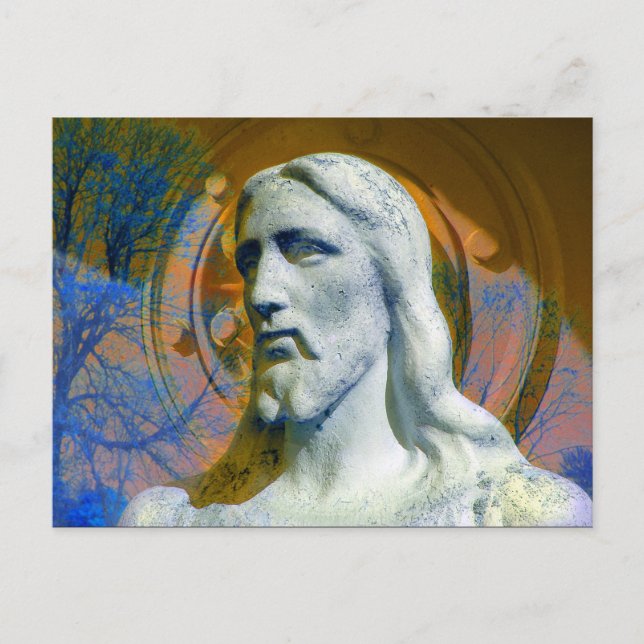 Christ mit Traktorteil Halo Postkarte (Vorderseite)