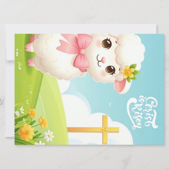 Christ/Ostern/Lamm/Kreuz Feiertagskarte (Vorderseite)