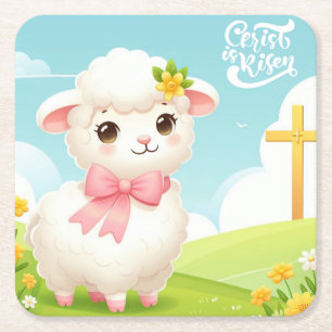 Christ/Ostern/Lamm/Kreuz Rechteckiger Pappuntersetzer