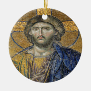 Christ Pantocrator Mosaic Iconic Religious Roman A Keramik Ornament