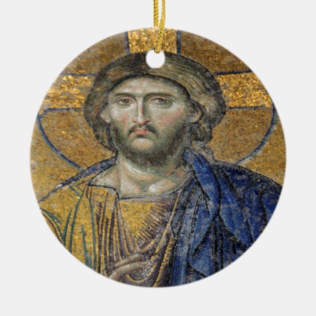 Christ Pantocrator Mosaic Iconic Religious Roman A Keramik Ornament (Vorne)