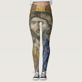 Christ Pantocrator Mosaic Iconic Religious Roman A Leggings