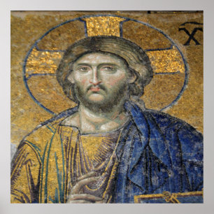 Christ Pantocrator Mosiac Iconic Religious Roman A Poster