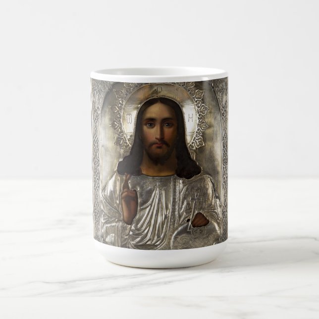 Christ Pantocrator Silver Oklad Riza Russisches Sy Kaffeetasse (Mittel)