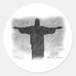Christ Redeemer 1 Runder Aufkleber
