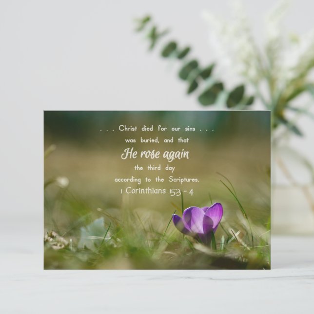 Christ Rose wieder Crocus Card Dankeskarte (Stehend Vorderseite)