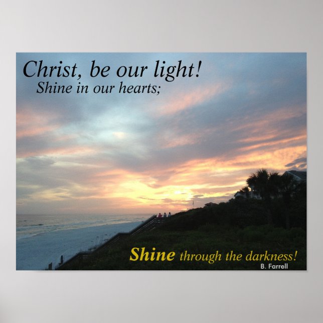Christ, sei unser Licht! Sonnenuntergang Strand-Po Poster (Vorne)