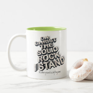 Christ Solid Rock christliche Bio-Zitat-Typografie Zweifarbige Tasse