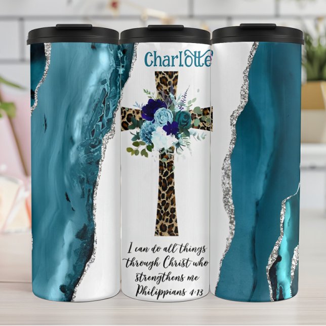 Christ Strengththens: Leopard Cross Thermosbecher (Von Creator hochgeladen)