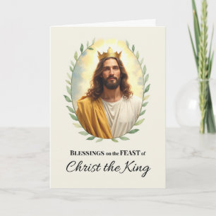 Christ the King Fest Day Segnungen Leafy Wreath Karte