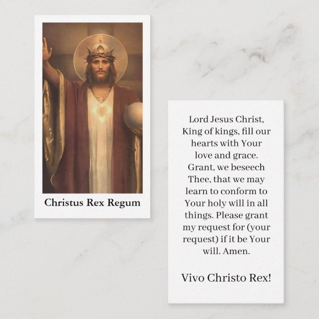 Christ the King Prayer Card Telefonnummerkarte (Vorne/Hinten)