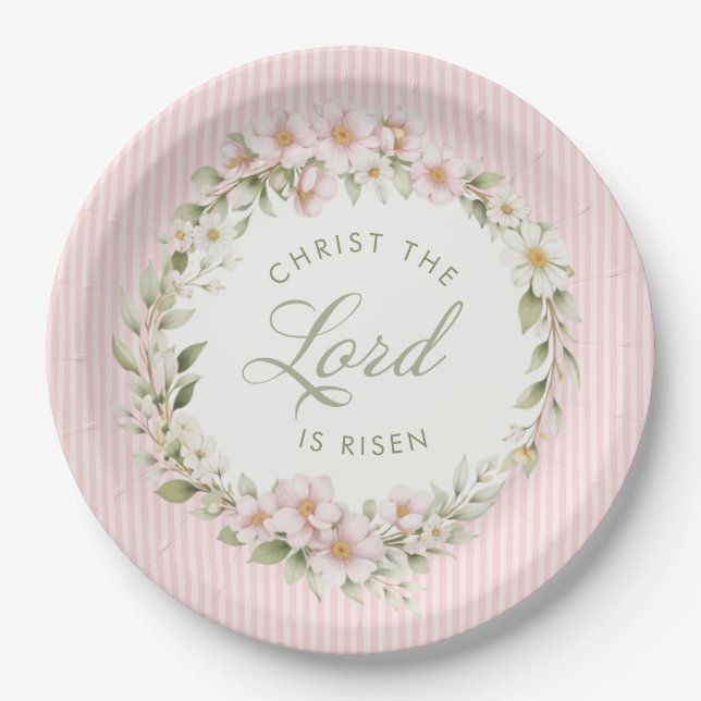 Christ the Lord is Risen | Spring Flowers Pappteller (Vorderseite)